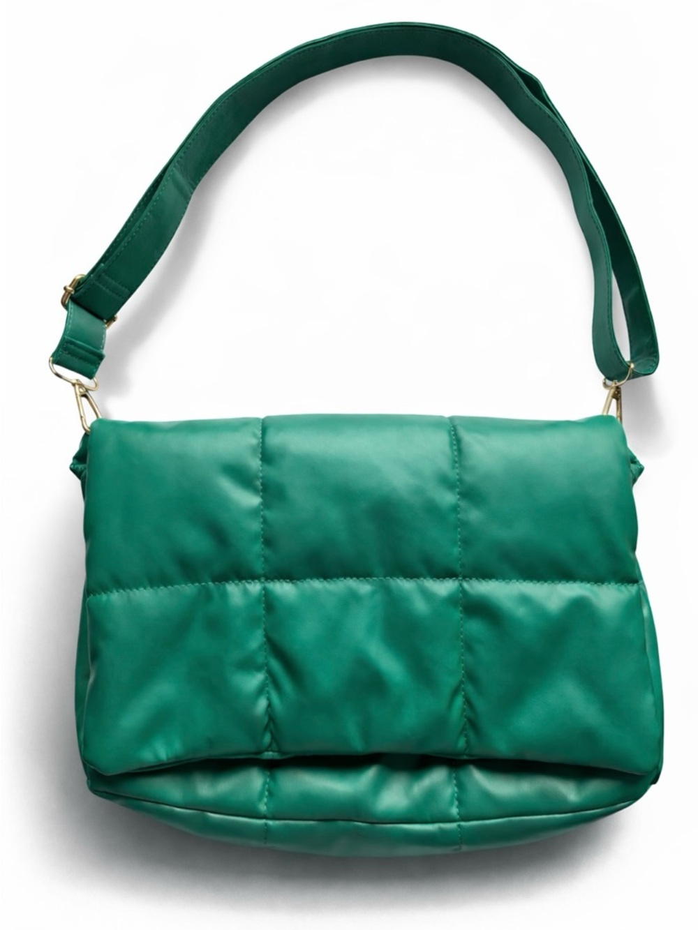 Anthropologie Edison Foldover Puffy Bag Green Quilted Puffer Shoulder Bag